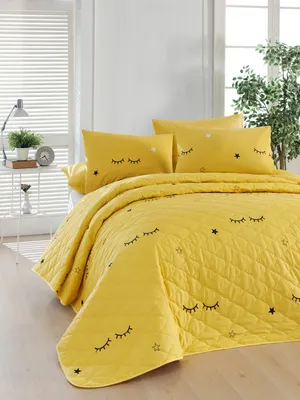 Zdjęcie produktu dla L'Essentiel Linge de Maison, Komplet pikowanych narzut na łóżka typu king-size (FR), Dide - Yellow, 65% BAWEŁNA / 35% POLIESTER (poszewka) /, Yellow, 240 x 220 cm