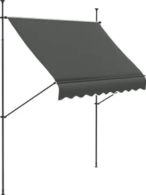 Image de Outsunny Store banne autoportant manuel auvent ršŠtractable 2,5L x 1,2l x 2,1-3H m inclinaison ršŠglable pour balcon sans trous š€ percer mšŠtal alu polyester gris foncšŠ