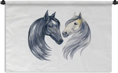 Produktbild von MuchoWow® Wandteppich Wandbehang Pferde - Aquarell - Mähnen - Mädchen - Kinder - Mädchen 60x40 cm Tapisserie Dekoration Wandtuch - Wanddekorationen
