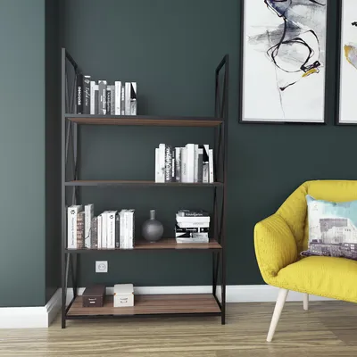 Productafbeelding van Skye Decor, Xena - Walnoot, Zwart, Boekenkast, Notenhout, 100% melaminecoating, 94 x 33 x 150 cm