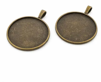 Produktbild von Vintageparts einfache Fassungen für 30 mm Cabochons in antik bronzefarben – 3...