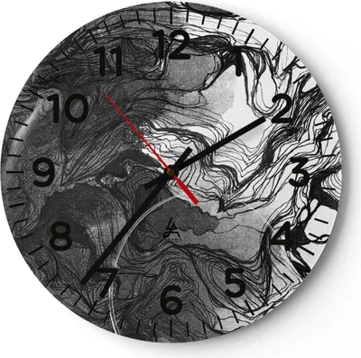 Produktbild von Wanduhr - Rund - Glasuhr - Frau Linie Kunst. - 40x40cm - Schleichendes Uhrwerk - Lautlos - zum Aufhängen bereit - Dekoration Modern - Wanddekoration aus Glas - C4AR40x40-4687
