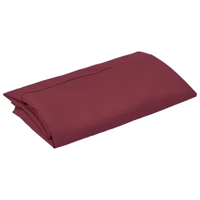 A folded red fabric item on a white background.