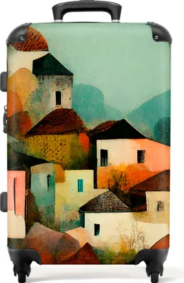 Produktbild von NoBoringSuitcases.com® Großer Koffer - Italien - Architektur - Dorf - Pastell - Kunst - Kombinationsschloss TSA - Hartschalen Trolley 4 Rollen - 72 liter - Reisekoffer - 66 cmKoffer Mittelgroß 67x43x25 cm, 72L,