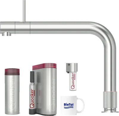 Produktbild von Quooker Wasserhahn Front Voll Edelstahl PRO3 Sprudelwasser CUBE mit CUBE Filter