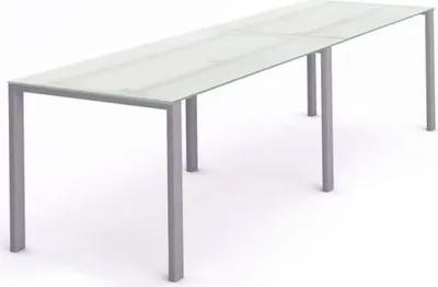 Produktbild von Mehrfacharbeitstisch Total BxTxH 360x80x73cm Gestell grau Platte Glas satiniert.