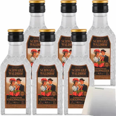 Produktbild von Schwarz Waldhof Schwarzwälder Kirschwasser 40% 6er Pack (6x0,1L Flasche) + usy Block