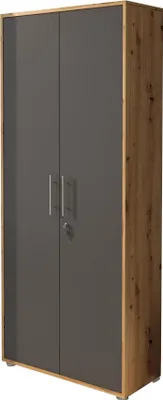 Image de Saponara - Armoire 2 Portes, 79x188h cm Chêne Marron, 4 Étagères