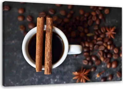 Produktbild von Leinwandbild zimt-kaffeebecher 90x60 cm Feeby braun wandbild bereit zum aufhängen