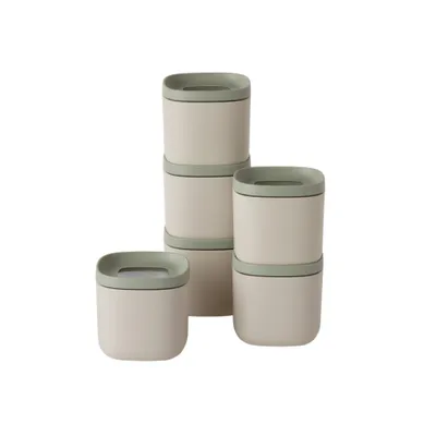 Produktbild von BergHOFF 3950401, Universal-Behälter-Set, 0,16 l, Polypropylen (PP), Beige, Grün, Abnehmbarer Deckel, Rechteckig