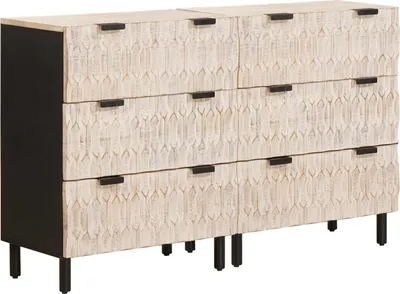 Produktbild von Sideboard 2 pcs Weiße gewaschene Oberfläche 60 x 33 x 75 cm