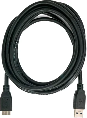 Produktbild von SYSTEM-S USB 3.0 Kabel 3 m Micro B Stecker zu Typ A Stecker in Schwarz