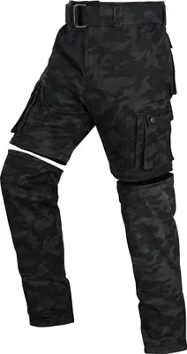 Immagine prodotto di Pantaloni da moto in tessuto Bores Siggle 2, nero/mimetico, 33/32