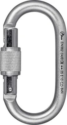 TOTAL OVAL Stahlkarabiner von Aliens; ovaler Karabiner aus Stahl mit Schraubverschluss; geeignet für Klettern.