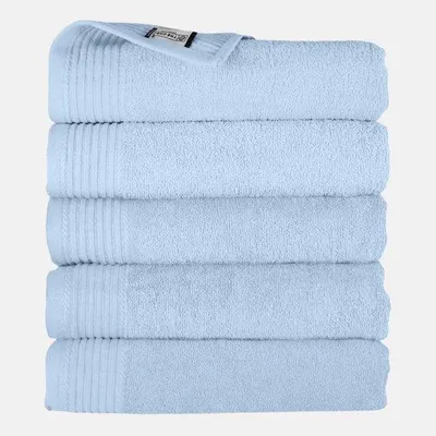 Produktbild von Unyqoos® Handtuch-Set 5er – 50 x 100 cm, 450 g/m² Hotelqualität, 100% gekämmte Baumwolle, Hellblau