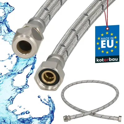 Obrázok produktu pre KOTARBAU® Flexibilná hadica 3/8 palca Vodná hadica 100 cm Odolná hadica 3/8“ x 3/8“ vonkajší priemer x stlačiteľná Pripojovacia hadica Armatúry a sanitárne hadice Vodovodný kohútik