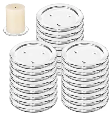 Produktbild von 24 Stück Glasuntersetzer für Kerzen, 10 cm Kerzenteller für Dekorationen, Hochzeiten, Partys, Heimdekoration, Tischdekor, Geschenke