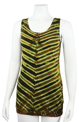 Produktbild von Longshirt - eng geschnitten - Batik - Tie dye - ZigZag grün-gelbgrün