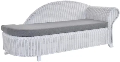 Zdjęcie produktu dla KRINES HOME Szezlong rattanowy "Elegance" Szezlong rattanowy z tapicerką (biały, prawy)