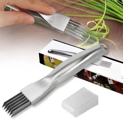 Produktbild von Silk Shredder - Grünzwiebelmesser - Unvergänglich Stahl - Hackkäsete Grünzwiebelmesser - Frisches Obst und frische Gemüse Länge 1 Stück