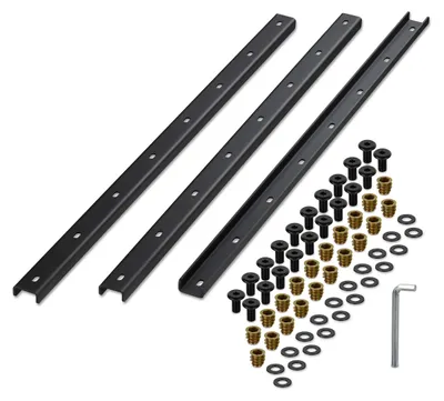 Obrázok produktu pre Relaxdays výstužná lišta, sada 3 ks, kovová lišta 90 cm, na stabilizáciu dosky stola, U-profil so skrutkami, oceľ, čierna