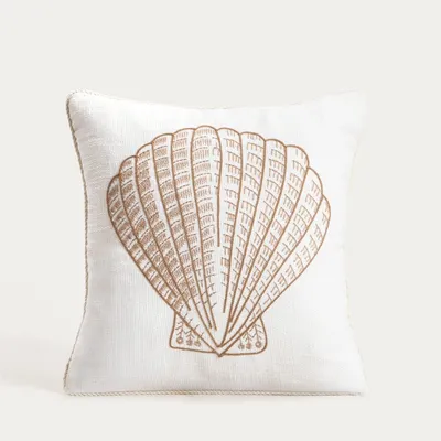 Zdjęcie produktu dla HOMLA Poszewka PREM z haftowaną muszlą i sztruksową lamówką 45x45cm