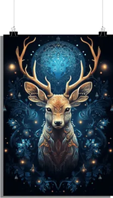 Produktbild von Weihnachtsposter - Rentierposter - Magisches Poster - Mandalaposter - Stilvolles Poster - 61x91cm - Perfekt zum Einrahmen