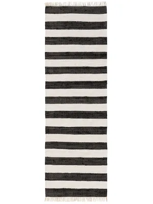 Produktbild von Teppich aus recyceltem Material Tom Schwarz/Weiß 80x250 cm Wohnzimmer Läufer Einfarbig Modern Kurzflor benuta Skandinavisch