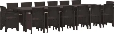 Immagine prodotto di Set da Pranzo per Giardino 15 pcs Marrone Rattan Polt