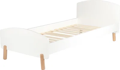 Produktbild von Möbilia Bett | Liegefläche 90 x 200 cm | inklusive Lattenrost | B 210 x T 95 x H 76 cm | weiß / natur | 12020026 | Serie BETT
