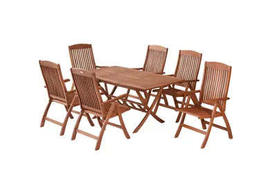 Produktbild von Merxx Maracaibo Gartenmöbelset 7tlg., 6 Klappsessel, Klappausziehtisch 110 (160) x 90 cm - Eukalyptus