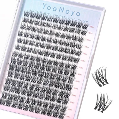 Image de Extension de cils en clusters, 154 pièces, longueur 10-12 mm, courbure C, bande transparente, pour application manuelle