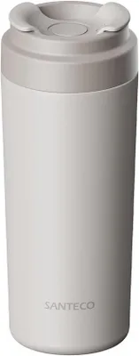 Produktbild von Isolierte Thermobecher – Kaffeetasse aus Edelstahl mit Keramikbeschichtung – Auslaufsichere Drehverschlusskappe – Hält Getränke warm und kalt – 480 ml
