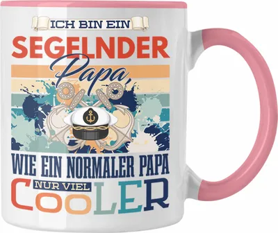 Produktbild von Trendation - Segeln Papa Tasse Geschenk Vater Geschenkidee zum Vatertag Hobby Segelnder Papa Spruch Lustig (Rosa)