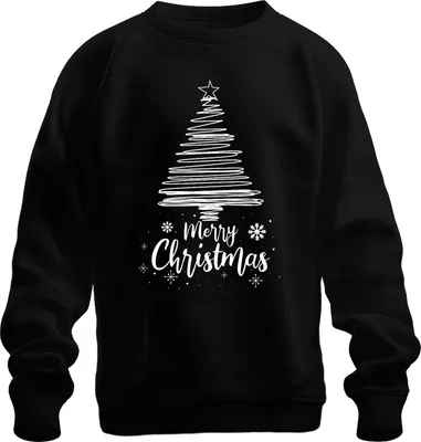 Zdjęcie produktu dla Wesołych Świąt Szkic Choinki - Świąteczny Prezent Świąteczny Świąteczny Sweter Uni , Czarny, 3XL