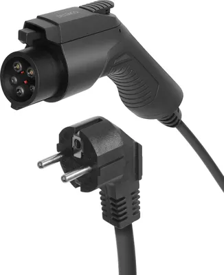 Produktbild von Deltaco EV-1126, Schwarz, Typ 1, Schuko, Abgewinkelt, Abgewinkelt, Raucharm halogenfrei (LSZH)