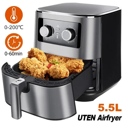 Produktbild von Uten 5,5L Heißluftfritteuse Fritteuse Heißluft Ofen Friteuse Edelstahl 1700W