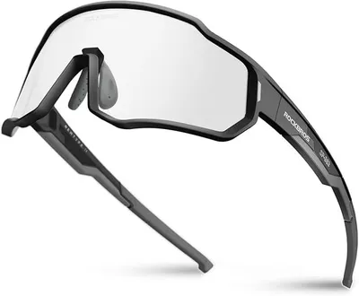 Produktbild von ROCKBROS Kinder Fahrradbrille Polarisiert UV400 Sportbrille Mit Silikonband Ultraleicht Für Radfahren Laufen Roller Schwarsand Transparent Photochrom