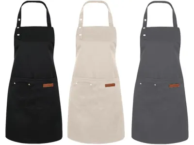 Küchenschürze 3er Set, wasserdicht, mit 2 Taschen, verstellbar