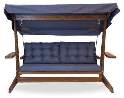Image de Balancelle de jardin 3 places en épicéa et polyester anthracite - L 237 × P 100 × H 175 cm