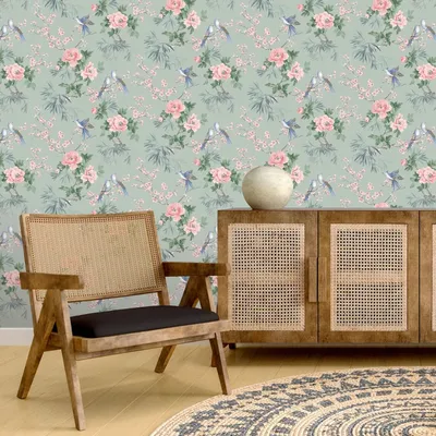 Produktbild von Rasch - Tapete "Amelie", Chinoiserie AG3705 (10 m x 53 cm) (Grün/Pink)