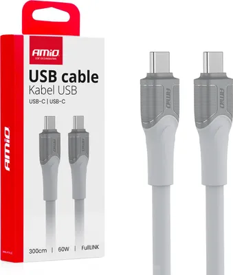 Zdjęcie produktu dla Kabel ładujący USB-C do USB-C 60W 300cm transmisja danych X111 AMIO-04293