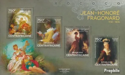 Produktbild von Briefmarken Zentralafrikanische Republik 2014 Mi 4890-4893 Kleinbogen (kompl. Ausgabe) postfrisch Jean-Honoré Fragonard