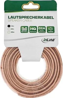 Produktbild von InLine Lautsprecherkabel, 2x 2,5mm², CCA, transparent, 10m, Kupfer, 10 m, Transparent