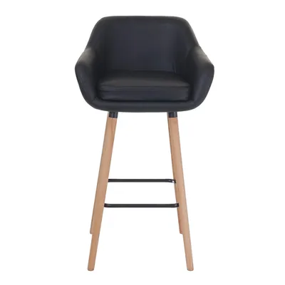 Image de lot de 2 tabourets de bar Malmö T381, chaise de bar tabouret de comptoir ~ similicuir, noir