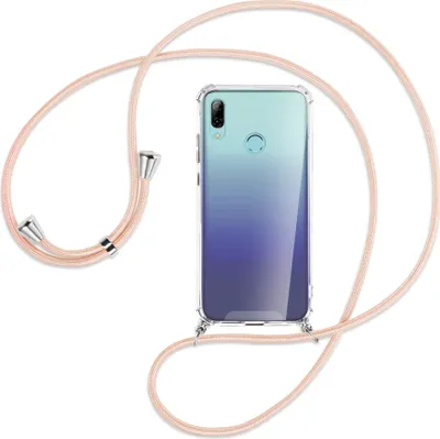 Produktbild von Handykette Backcover-Schutzhülle mit Band (Metall silberfarben) für Huawei P Smart 2019 / Honor 10 Lite - rose peach