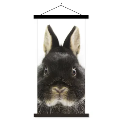 Produktbild von MuchoWow® Textilposter Kaninchen - Haustiere - Fell 60x120 cm mit schwarzem Rahmen - Magnete
