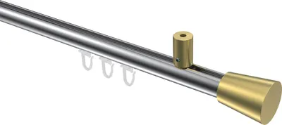 Produktbild von Interdeco Innenlaufstange / Gardinenstange mit Innenlauf Chrom / Messing-Optik, Typ Sonius Sitra (Konus) Deckenmontage, 20 mm Ø 1-läufig, 200 cm