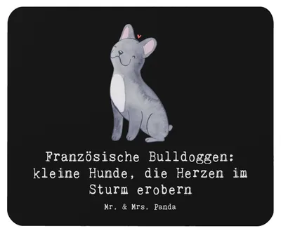 Produktbild von Mr. & Mrs. Panda Mouse Pad Französische Bulldogge - Schwarz - Geschenk, Mauspad, Zuhause, Hunderassen Beschreibung, kleine Hunde, pc mausunterlage, Mousepad, Begleiter