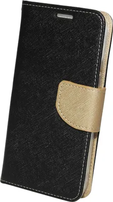 Produktbild von Buch Tasche Fancy kompatibel mit iPhone 14 Handy Hülle Etui Brieftasche Schutzhülle mit Standfunktion, Kartenfach Schwarz-Gold